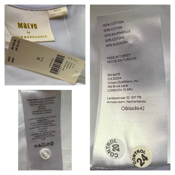 Anthropologie Maeve Poplin White Blouse M - Picture 14 of 14